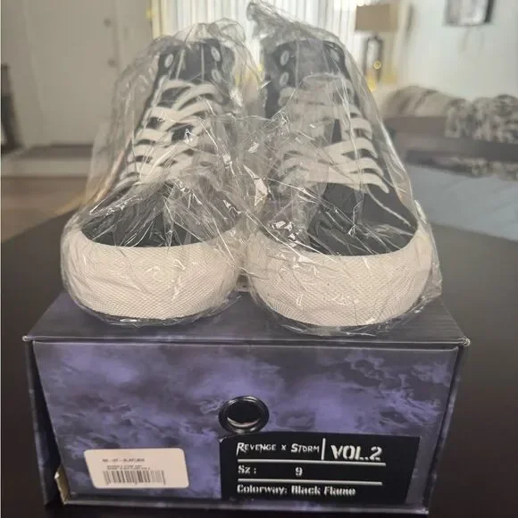 Revenge x Storm High Top Black Flame Sneakers